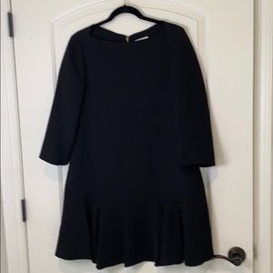 Kate Spade black crepe flounce dress.
